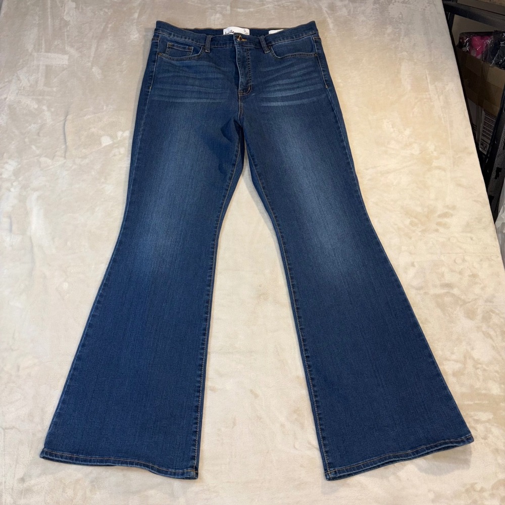 Sam Edelman Penny Bootcut Jeans Womens 32 Blue Denim High Rise Stretch Flare